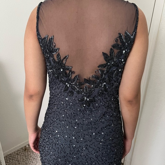 STENAY Beaded full length evening gown . Size 4. Color navy blue / black . - Picture 2 of 9